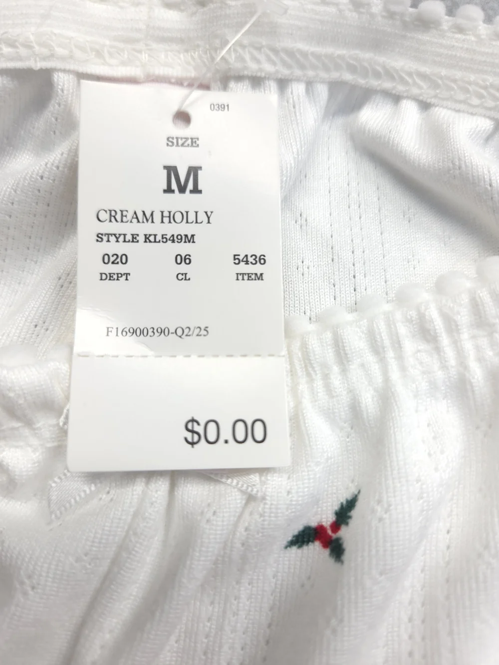 0379 Auden White Short-Sleeve Pajama Set with Tiny Red & Green Floral Motif